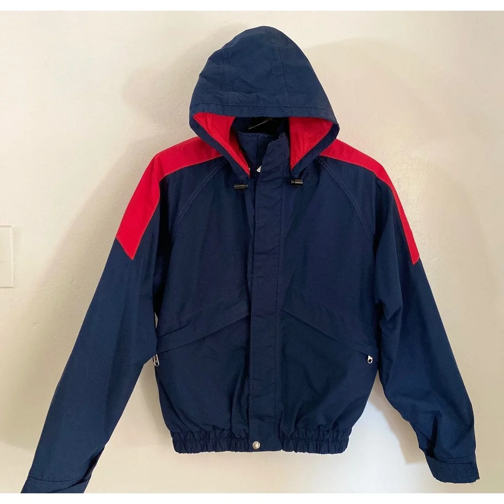 Vintage North Face Extreme Gore-Tex Jacket Mens L Navy Red Made in USA Hooded